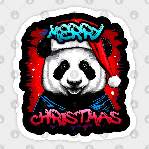 Merry Christmas Panda - Christmas Graphic Graffiti Art - Holiday Gift Sticker by MaystarUniverse